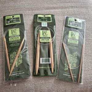 Clover Takumi 29" Bamboo Circular Knitting Needles Size No. 15, 10‎ and 6 Lot 3